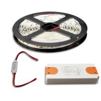 LED Streifen 5M SET 12V, 9,6W/m inkl. Mini Kabeldimmer + Trafo ECO