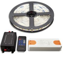 LED Streifen 5M SET 24V, 9,6W/m inkl. Funkdimmer mit Nachlaufsteuerung + Trafo