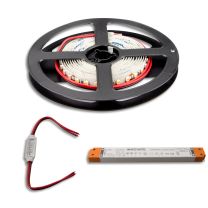 LED Streifen 2M SET 24V, 9,6W/m inkl. Mini Kabeldimmer + Trafo SLIM