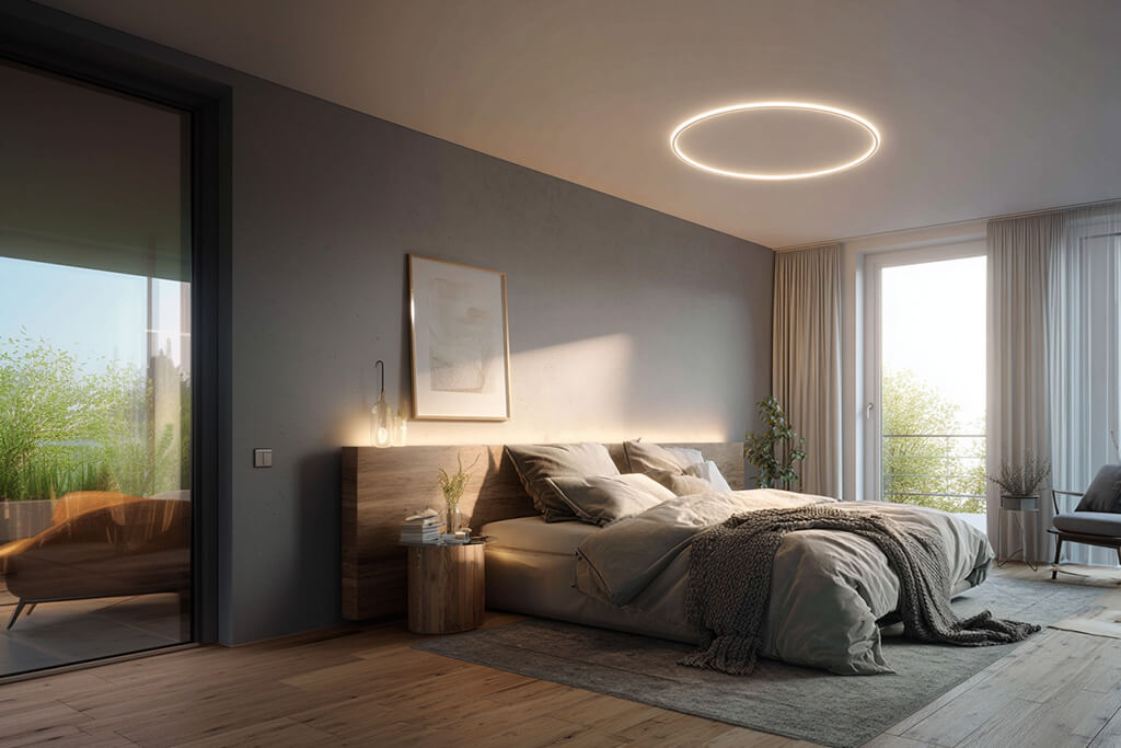 LED Deckenbeleuchtung Rund im Schlafzimmer